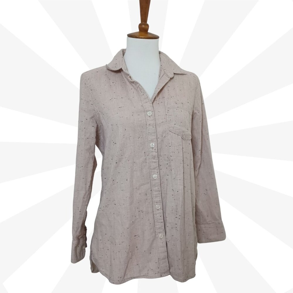 Old Navy Beige Shirt Size SP Collared Button Up Long Casual Sleeve